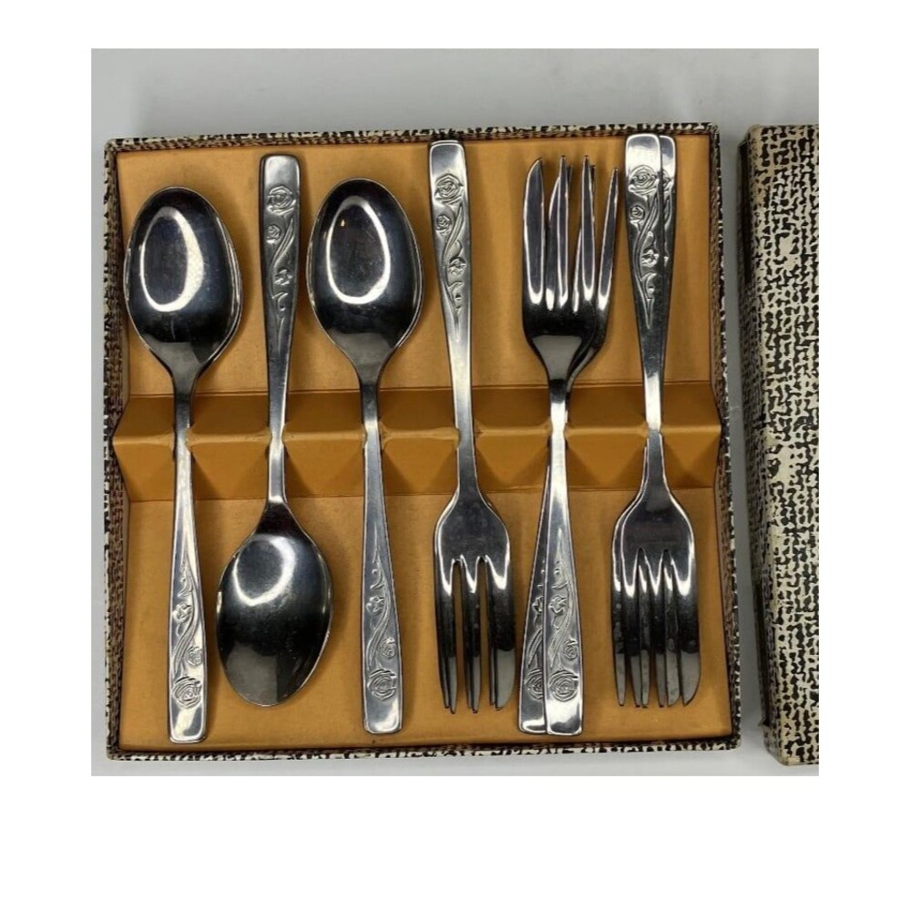 12 Pc Set Firth Stainless England 6 Cake Spoons & 6 Cake Forks by John Mason